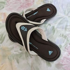 Adidas Black and Cream Sandals